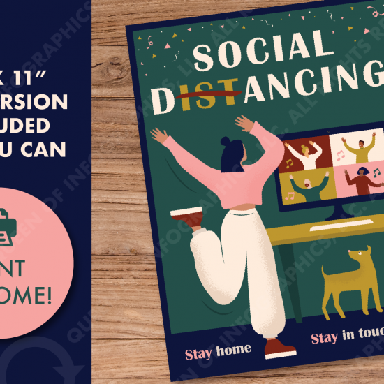 Social Distancing Poster.pdf Social Distancing / Physical distancing zoom dance Vector + PDF Poster ...